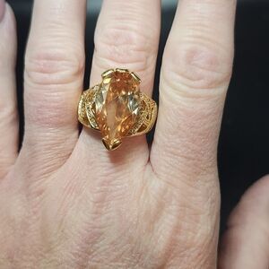 Elegant Gold and Amber Ring size 10